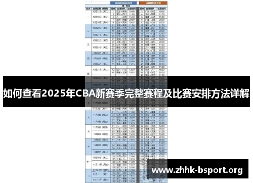 如何查看2025年CBA新赛季完整赛程及比赛安排方法详解 如何查看2025年CBA新赛季完整赛程及比赛安排方法详解